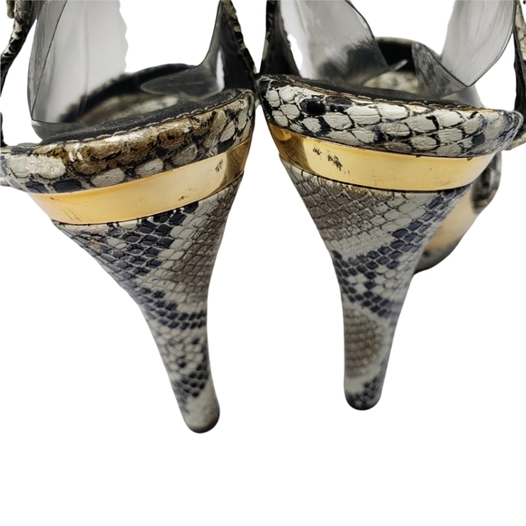 Colin Stuart | Reptile Snake Print Vegan Leather Platform Stiletto Platforms 8 - Picture 4 of 11